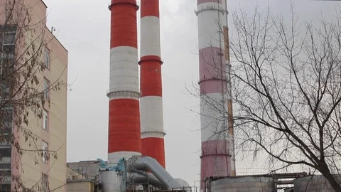 Power plant pipe panorama 스톡 동영상 121575641