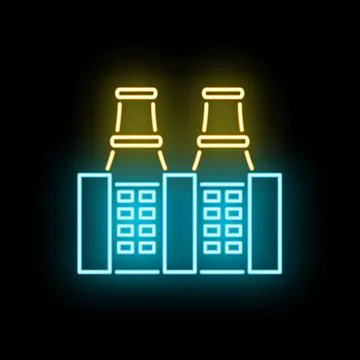 Power plant processing industry glowing neon icon Stock Illustration