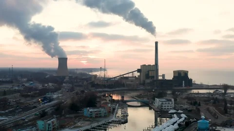 Power Plant Pull Back Stock Footage 108136532