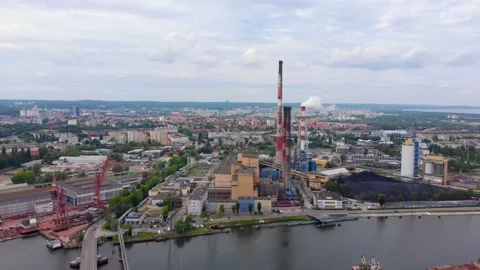 Power Plant by The River Stock Footage