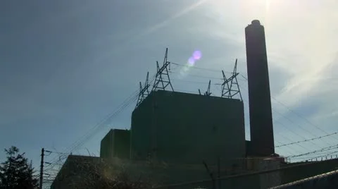 Power plant silhouette cape cod canal Stock Footage 10881928
