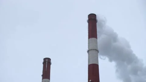 Power plant with smoke Stock Footage
