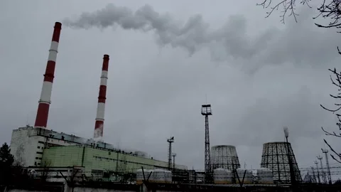 Power plant with smoke Video stock 144778043