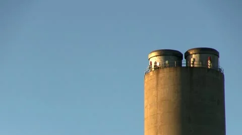 Power plant smoke stack zoom right no pollution 2 Stock Footage 10881246
