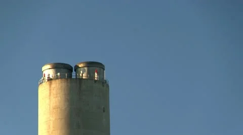 Power plant smoke stack zoom left no emissions Stock Footage 10881278