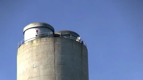 Power plant smoke stack zoom Stock Footage 10881823