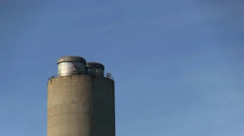 Power plant smoke stack zoom no pollution Stock Footage 10882051
