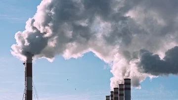 Power plant smokes. air pollution. Stock Footage