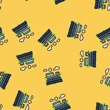 Power plant solar panel vector seamless pattern Stock Illustration