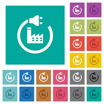 Power plant square flat multi colored icons イラスト素材