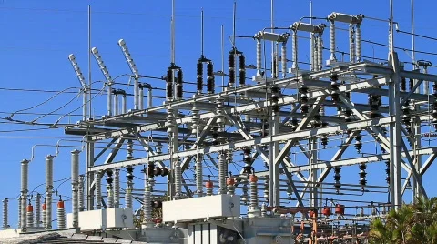 Power Plant Substation Wide Shot Stock Footage