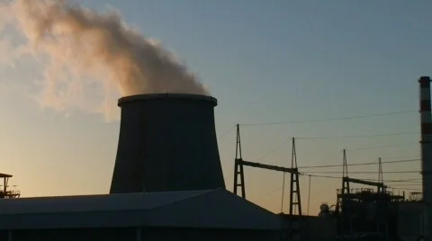 Power plant at sunset Stock Footage 110242