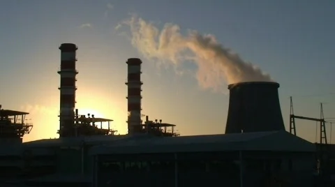 Power plant  at sunset Stock Footage 266351