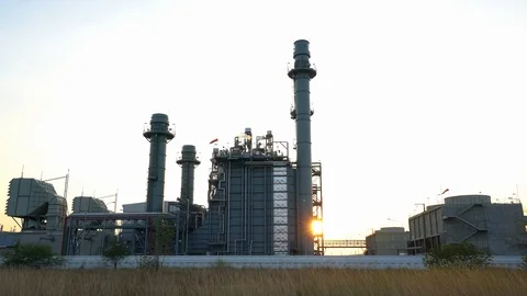 Power Plant in sunset. Stock Footage 85863567