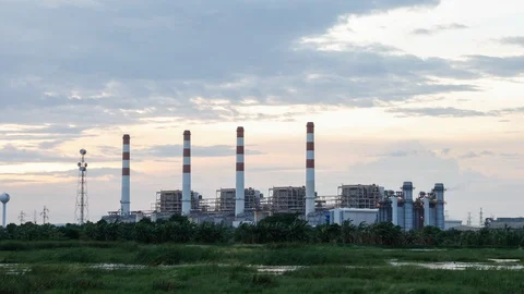 Power plant at sunset. Stock Footage 98522465