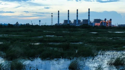 Power plant at sunset. Stock Footage 98522700
