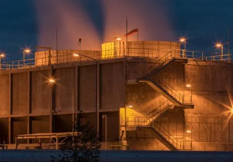 Power plant at twilight.. Stock Photos