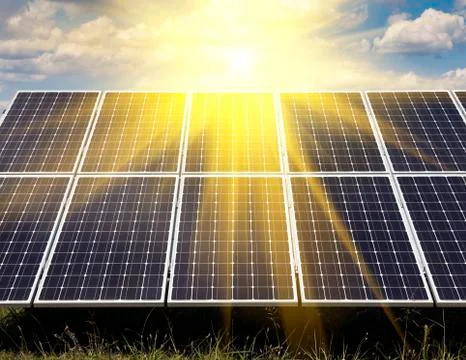 Power plant using renewable solar energy Stock Photos