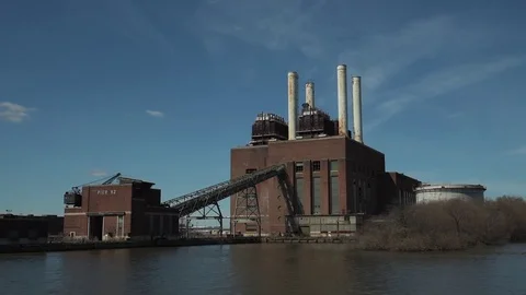 Power Plant on Waterfront Stock Footage 74230169