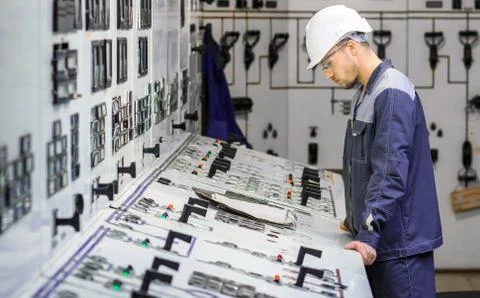 Power plant worker Foto stock
