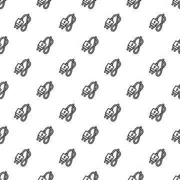 Power plug and cable line icon pattern Illustrazione stock