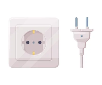 Power Plug and Socket for Connecting Electric Equipment Vector Illustration Illustrazione stock