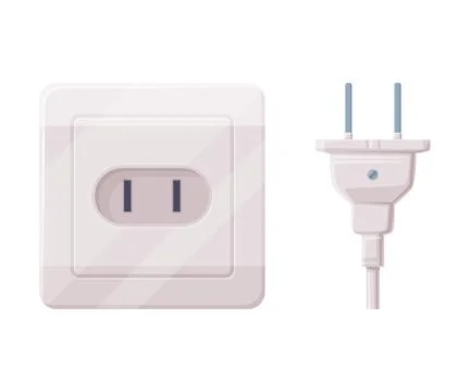 Power Plug and Socket for Connecting Electric Equipment Vector Illustration Stock Illustration