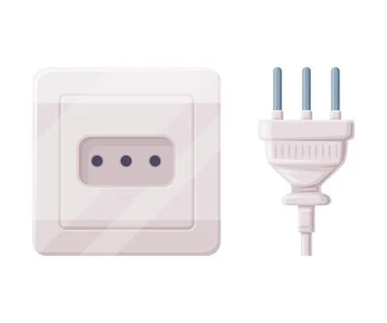 Power Plug and Socket for Connecting Electric Equipment Vector Illustration 스톡 일러스트