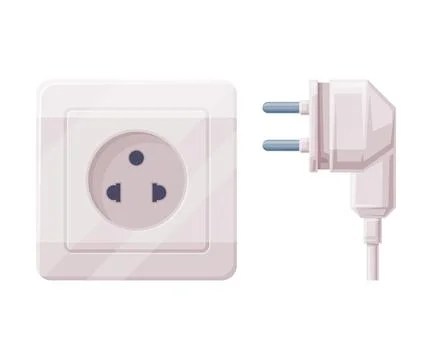 Power Plug and Socket for Connecting Electric Equipment Vector Illustration Illustrazione stock