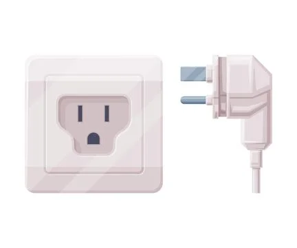 Power Plug and Socket for Connecting Electric Equipment Vector Illustration 스톡 일러스트