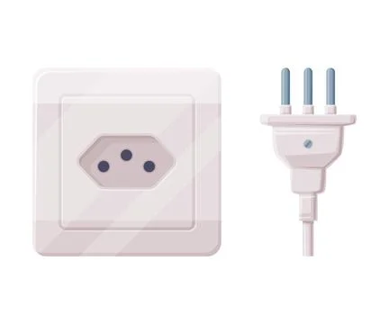 Power Plug and Socket for Connecting Electric Equipment Vector Illustration Stock Illustration