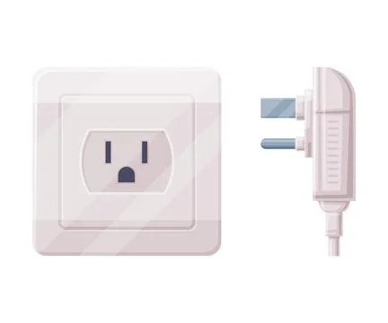 Power Plug and Socket for Connecting Electric Equipment Vector Illustration 스톡 일러스트