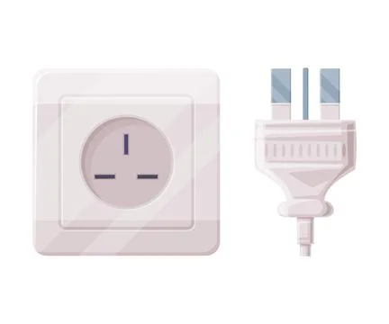 Power Plug and Socket for Connecting Electric Equipment Vector Illustration 스톡 일러스트