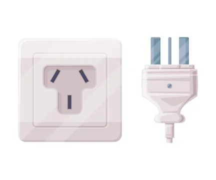 Power Plug and Socket for Connecting Electric Equipment Vector Illustration Stock Illustration