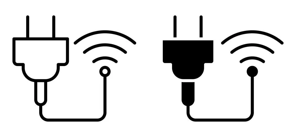Power Plug and Wireless Connection Icon Set for Electrical Technology Use Stock Illustration