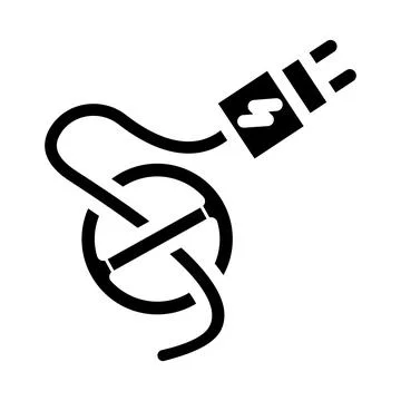 Power plug cable entangled with connection knot Stock Illustration