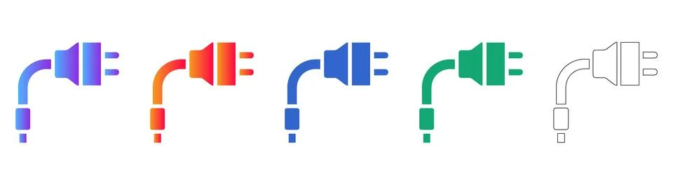 Power Plug Connection Icon Set Stock Illustration
