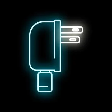 Power plug connector neon glowing outline icon イラスト素材