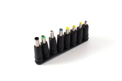 Power plug different laptops isolated Stock Photos