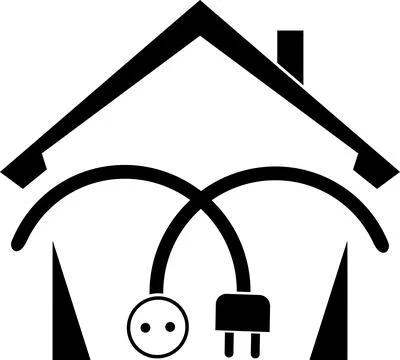 Power plug, electricity socket, house, electrician, background Stock Illustration
