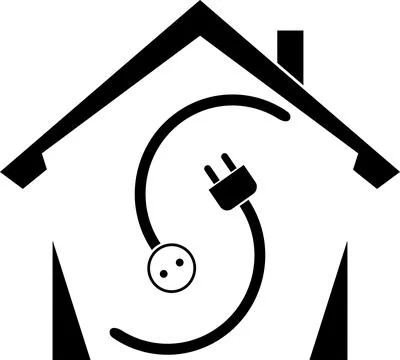 Power plug, electricity socket, house, electrician, background Stock Illustration