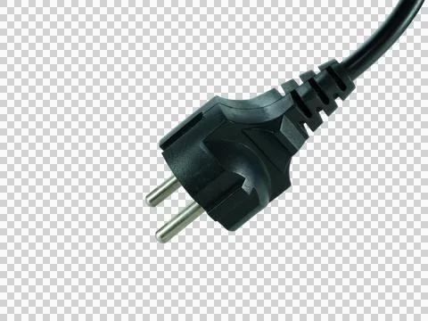Power plug for electronic devices isolated on transparent background. Stock Photos