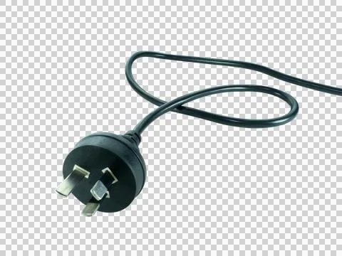Power plug for electronic devices isolated on transparent background. Stock Photos