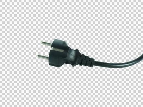 Power plug for electronic devices isolated on transparent background. Stock Photos
