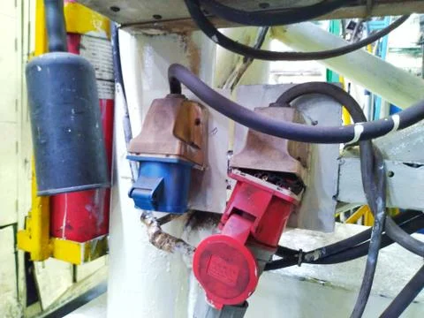 Power plug factory. 스톡 사진