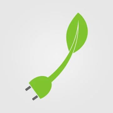 Power plug green two colors ecology emblem or logo. Vector illustration Stock Illustration