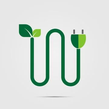 Power plug green two colors ecology emblem or logo.Vector illustration Stock Illustration