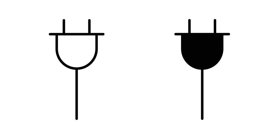 Power plug icon logo. Outline style icons with flat versions Stock Illustration