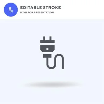 Power Plug icon vector, filled flat sign, solid pictogram isolated on white Illustrazione stock
