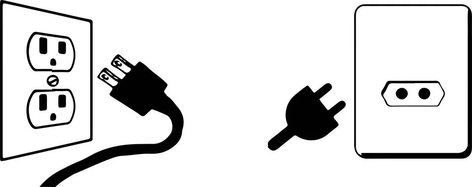 Power plug icon on white background Stock Illustration